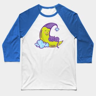 Sleeping moon with cat Baseball T-Shirt